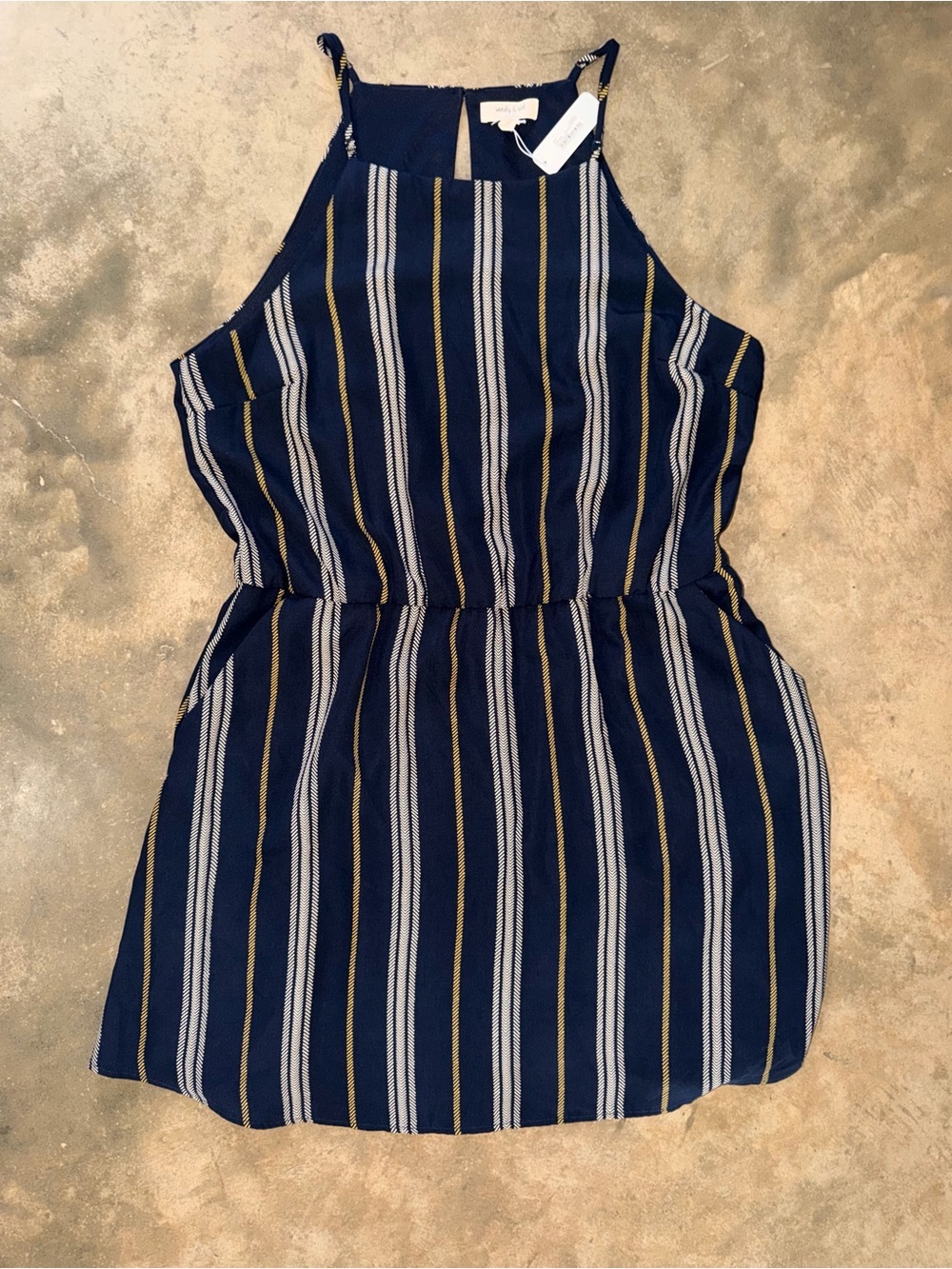 NWT Sandy & Sid Navy Stripe Sleeveless Dress XL Pockets